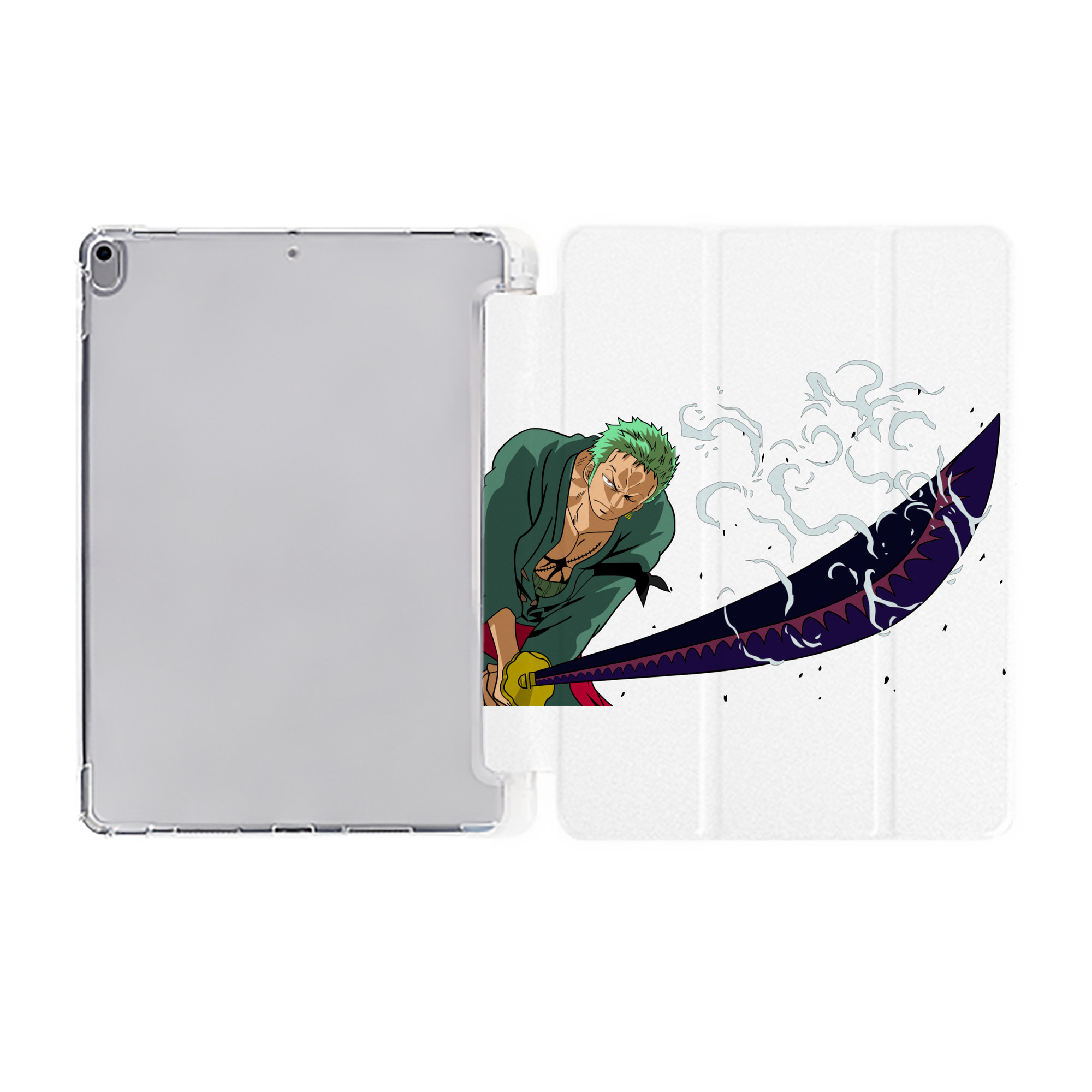 （画像用） ワンピース ロロノア・ゾロ ONE PIECE Roronoa Zoro IPad ケース ペン収納付き 三つ折りスタンド PUレザー×シリコン 対応機種9.5/10.5/10.9インチ